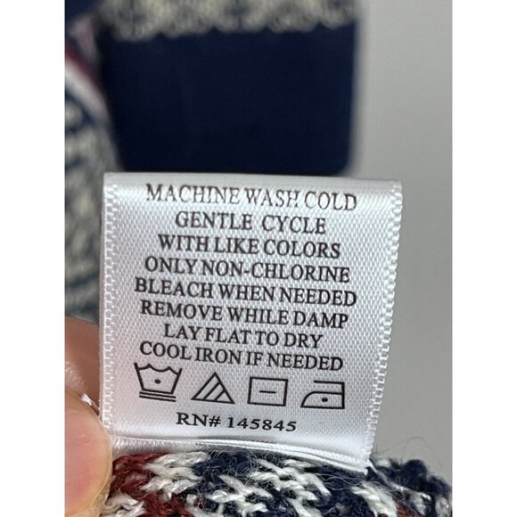 Alison Andrews Sweater L Blue Western Boho Argyle Chevron Concert Southwest Soft - Picture 10 of 11